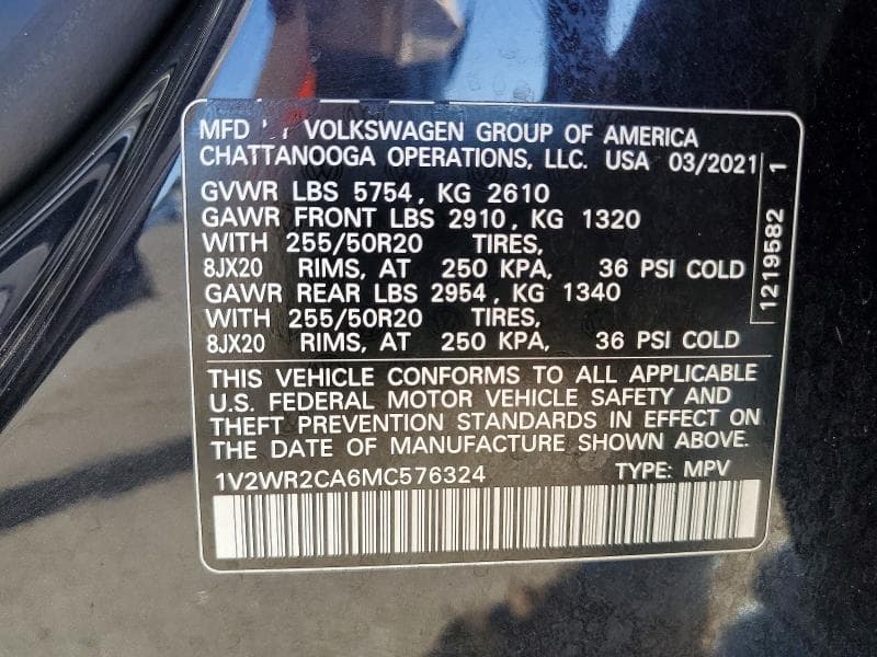 2021 VOLKSWAGEN ATLAS SE 13