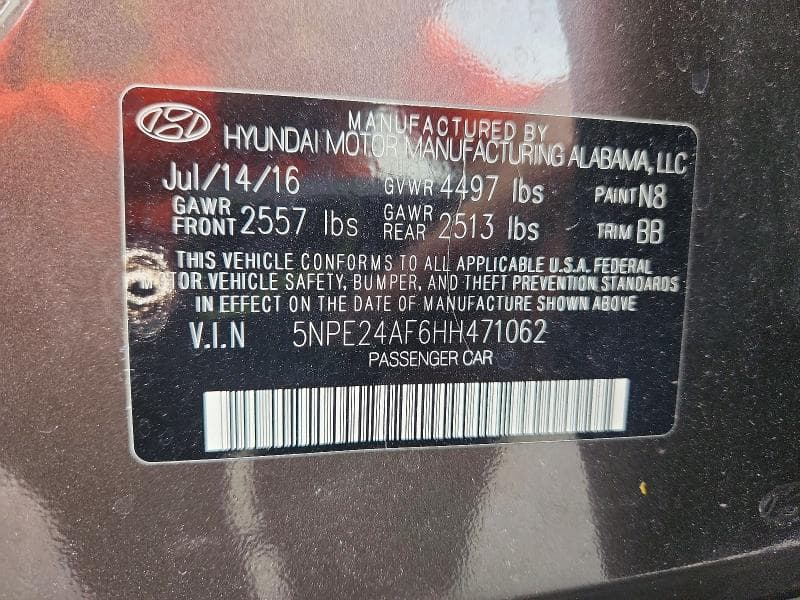 2017 HYUNDAI SONATA SE 13