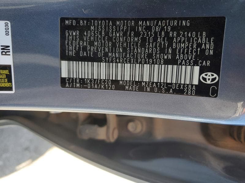 2020 TOYOTA COROLLA SE 12
