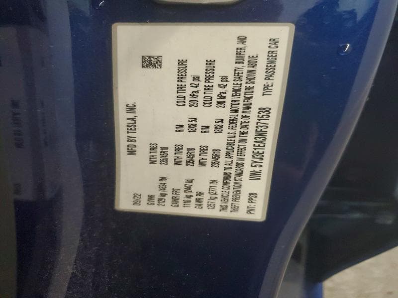 2022 TESLA MODEL 3 12