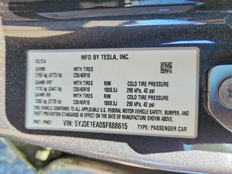 2025 TESLA MODEL 3 12