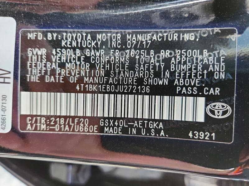 2018 TOYOTA AVALON XLE PREMIUM 13