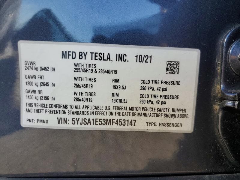 2021 TESLA MODEL S 12