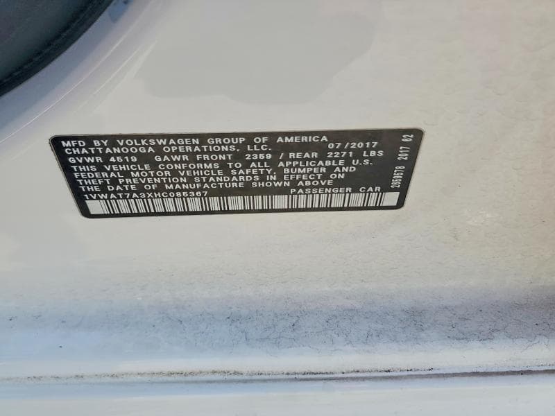 2017 VOLKSWAGEN PASSAT S 12
