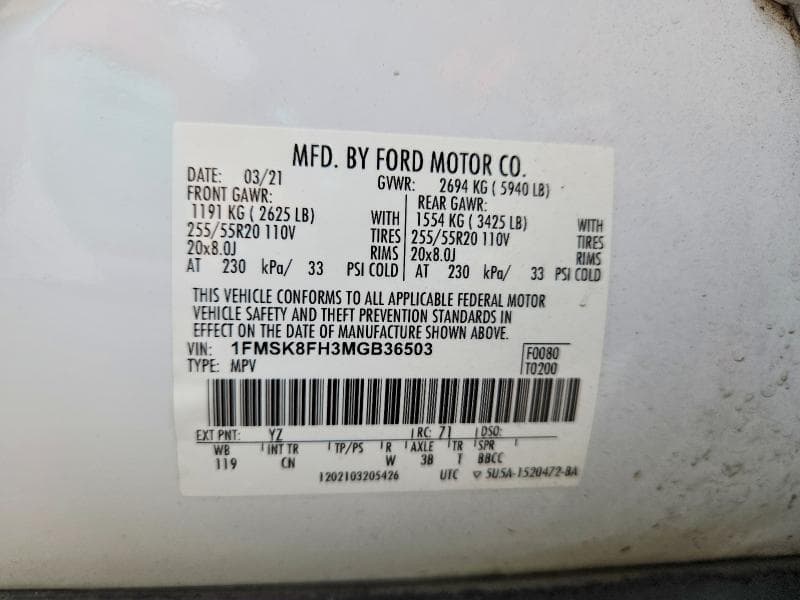 2021 FORD EXPLORER LIMITED 12