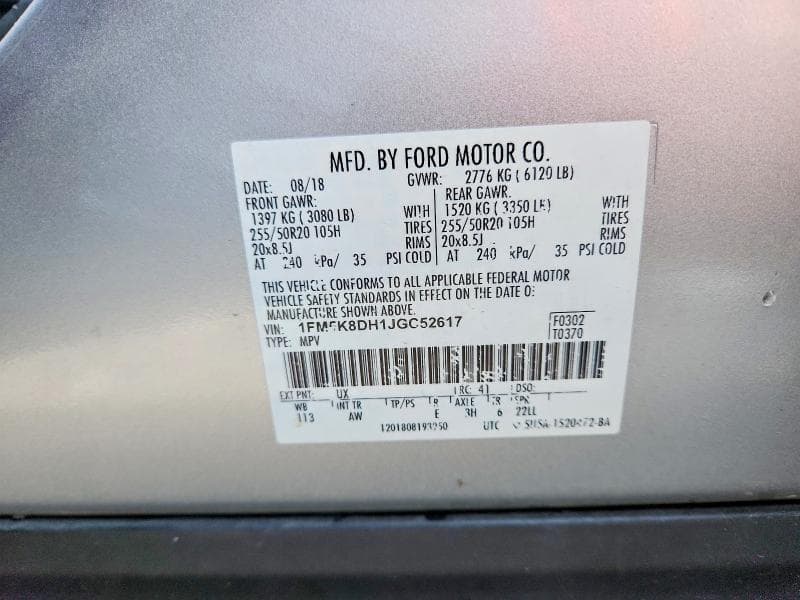 2018 FORD EXPLORER XLT 14