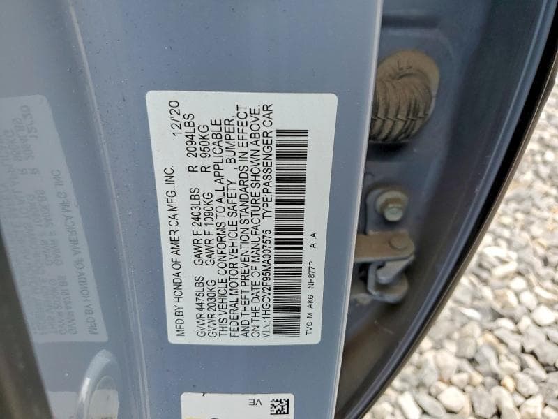 2021 HONDA ACCORD TOURING 12