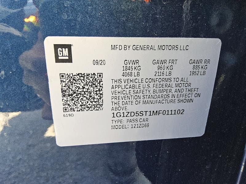 2021 CHEVROLET MALIBU LT 12