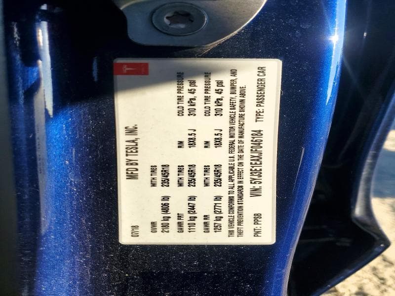 2018 TESLA MODEL 3 12
