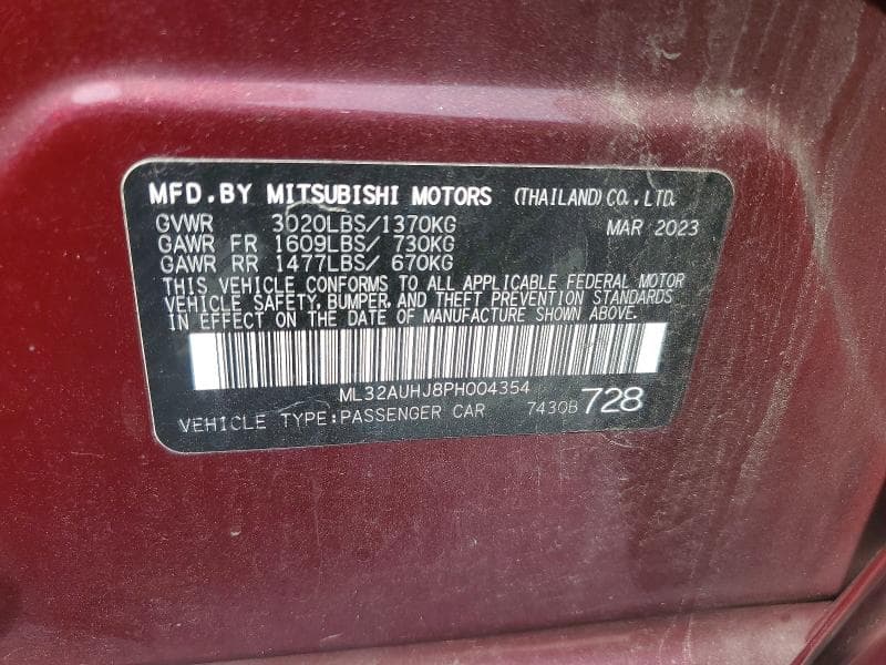 2023 MITSUBISHI MIRAGE ES 12