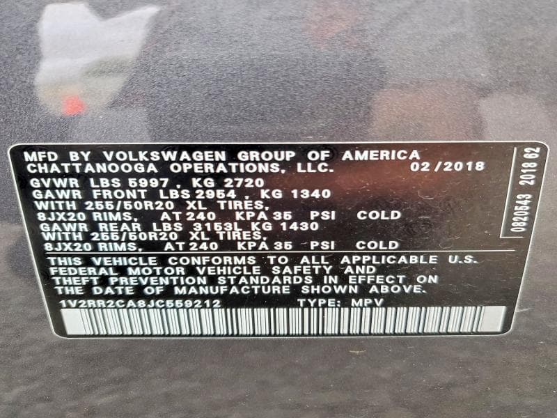 2018 VOLKSWAGEN ATLAS SEL 13