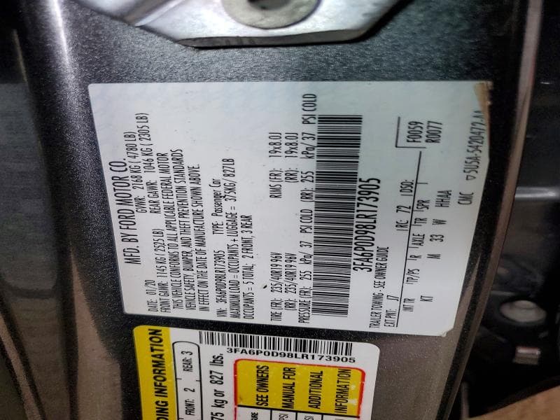 2020 FORD FUSION TITANIUM 12