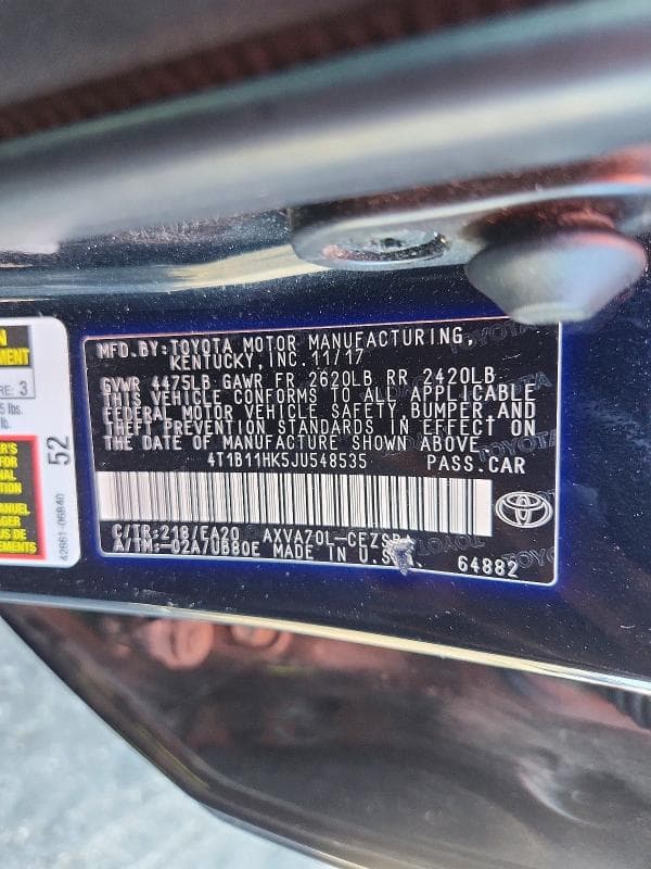 2018 TOYOTA CAMRY SE 13