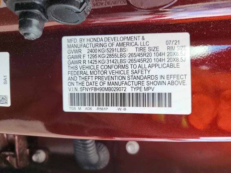 2021 HONDA PASSPORT TOURING 12