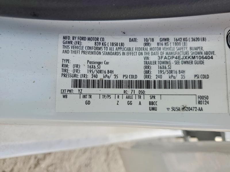 2019 FORD FIESTA SE 13