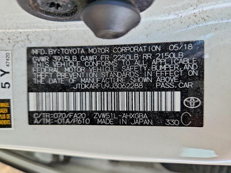 2018 TOYOTA PRIUS THREE 13