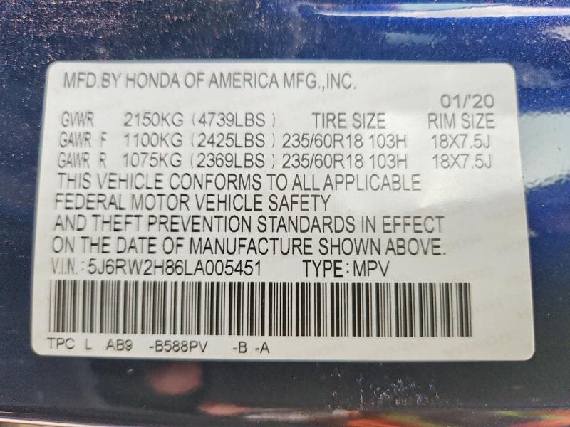 2020 HONDA CR-V EXL 13