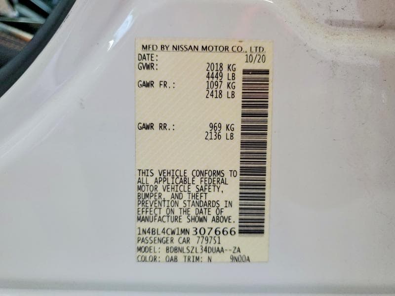 2021 NISSAN ALTIMA SR 12