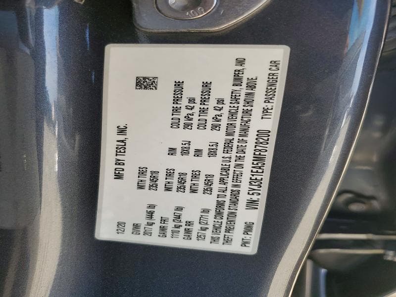 2021 TESLA MODEL 3 13