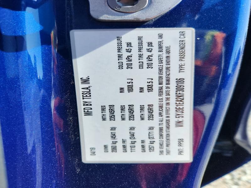 2019 TESLA MODEL 3 12