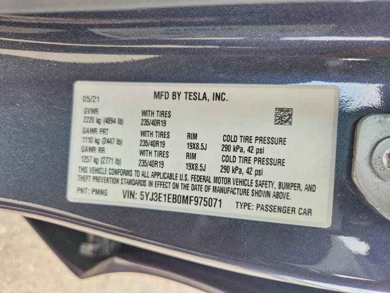 2021 TESLA MODEL 3 12
