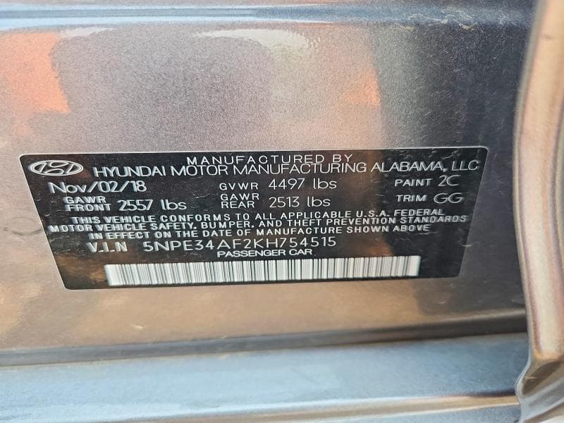 2019 HYUNDAI SONATA SEL 12