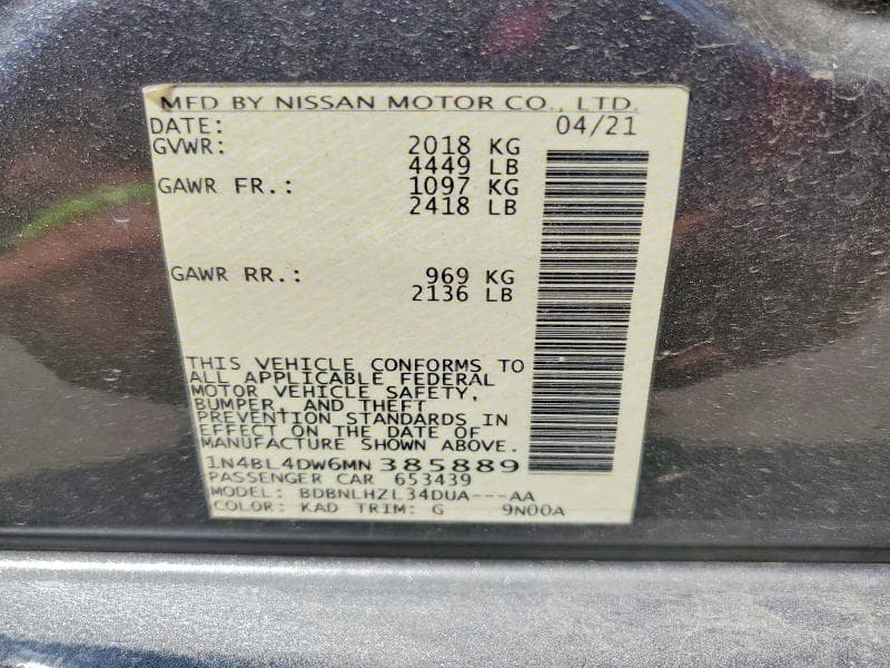 2021 NISSAN ALTIMA SV 12