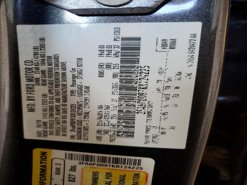 2019 FORD FUSION TITANIUM 12