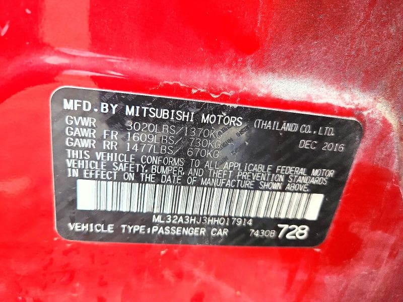 2017 MITSUBISHI MIRAGE ES 12