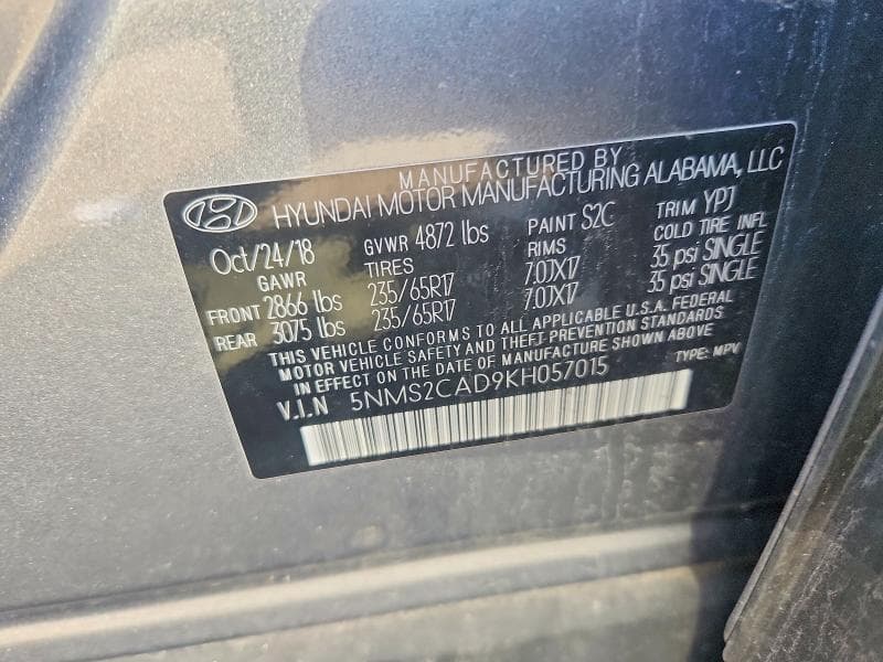 2019 HYUNDAI SANTA FE SE 13