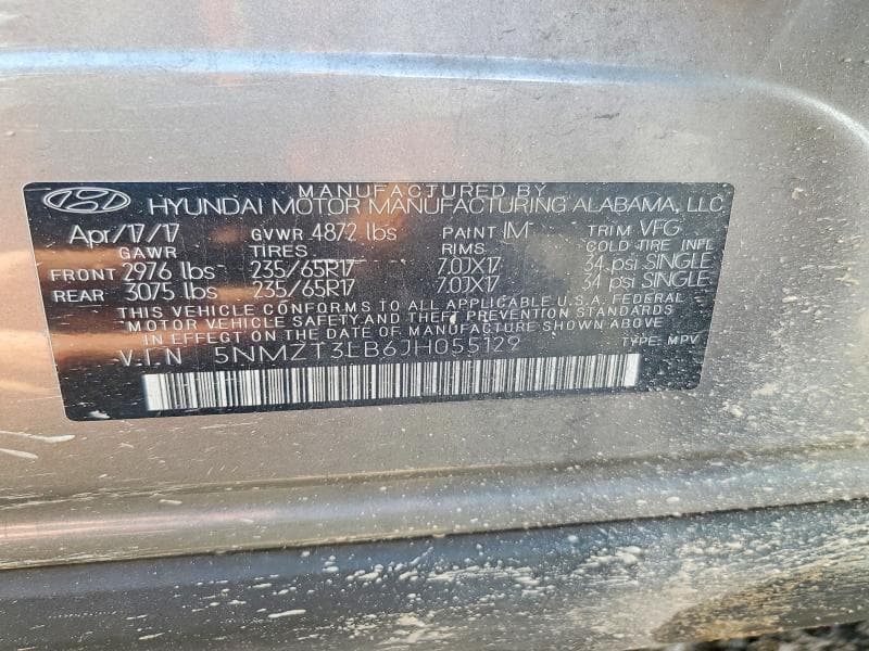 2018 HYUNDAI SANTA FE SPORT 2.4L 12