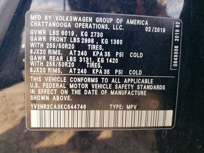 2019 VOLKSWAGEN ATLAS SEL PREMIUM 13