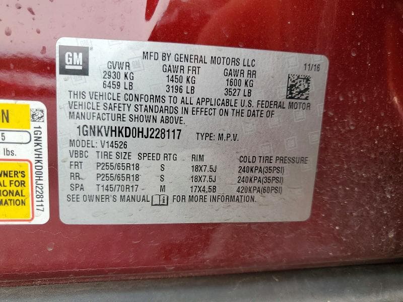 2017 CHEVROLET TRAVERSE LT 13