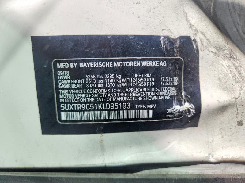 2019 BMW X3 XDRIVE30I 12