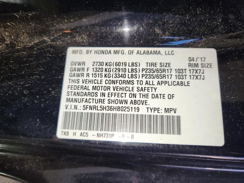 2017 HONDA ODYSSEY SE 13