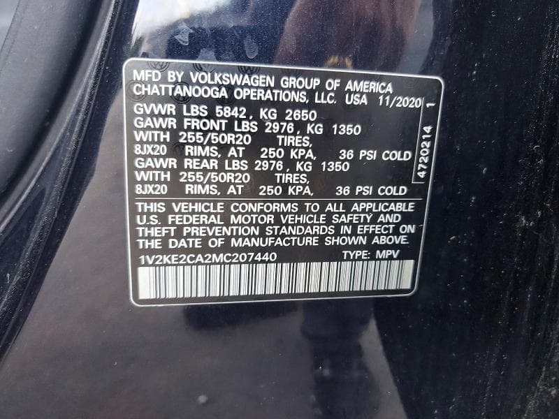 2021 VOLKSWAGEN ATLAS CROSS SPORT SE 12