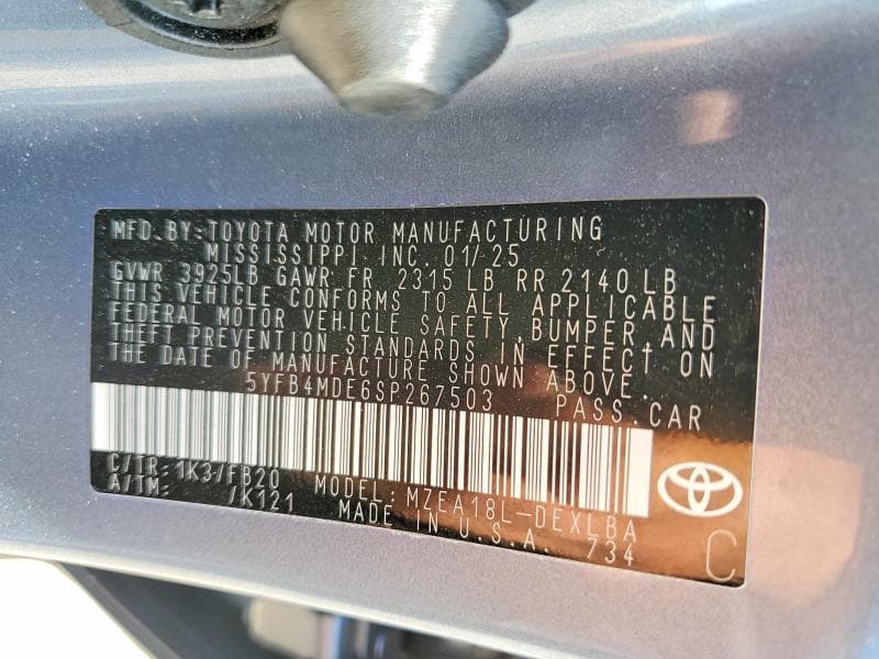 2025 TOYOTA COROLLA LE 13