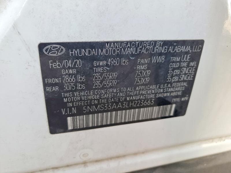 2020 HYUNDAI SANTA FE SEL 2.0T 12