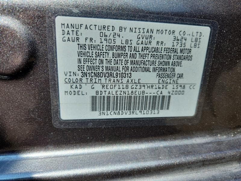 2024 NISSAN VERSA S 12