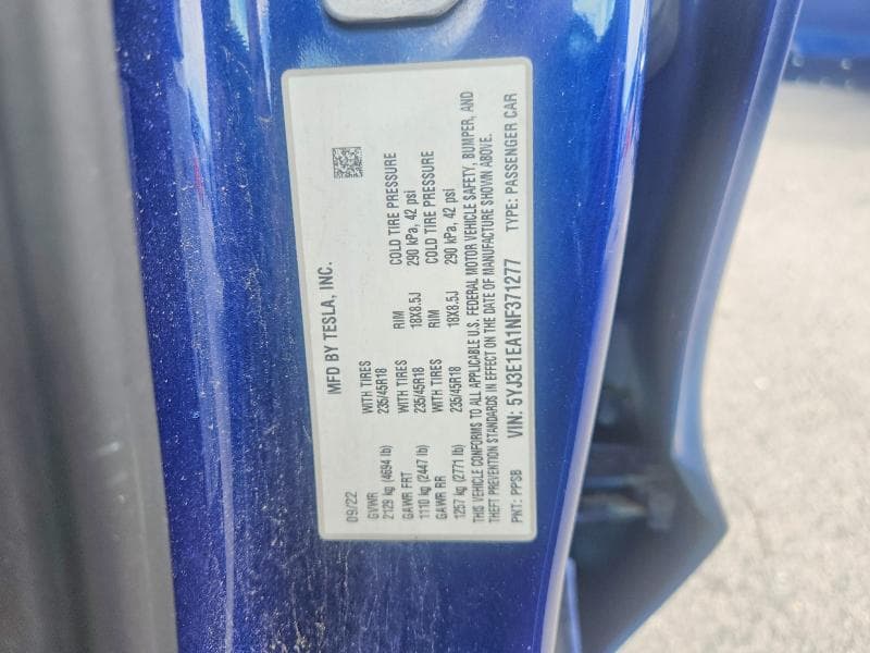 2022 TESLA MODEL 3 12