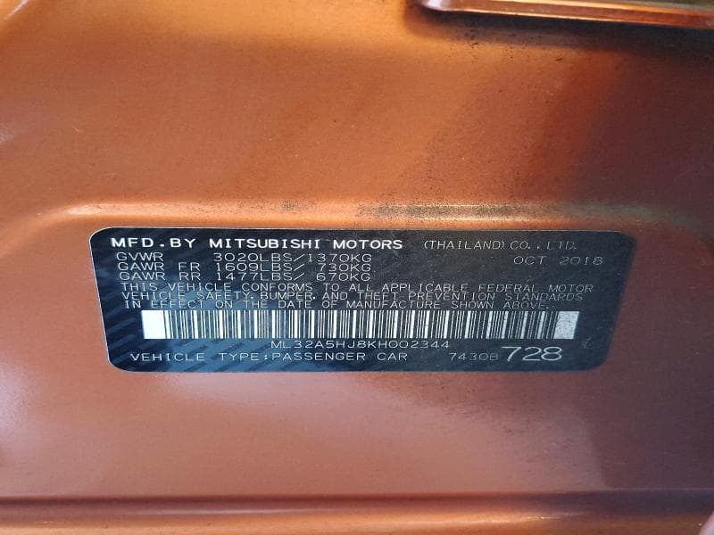 2019 MITSUBISHI MIRAGE LE 12