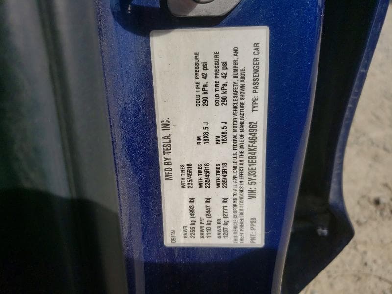 2019 TESLA MODEL 3 13