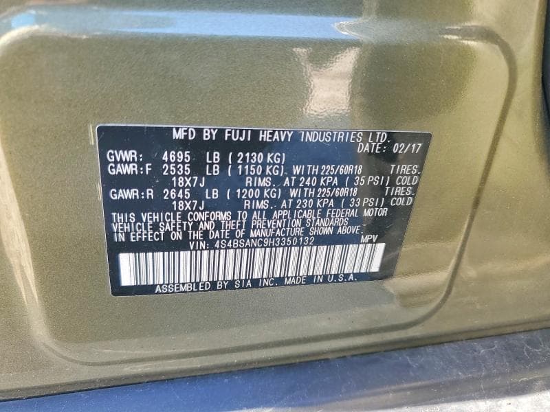2017 SUBARU OUTBACK 2.5I LIMITED 13
