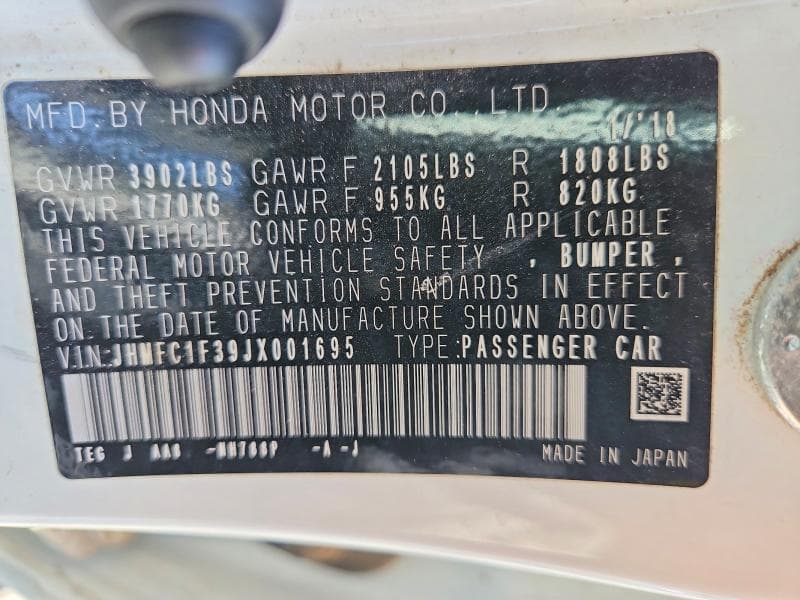 2018 HONDA CIVIC EX 12