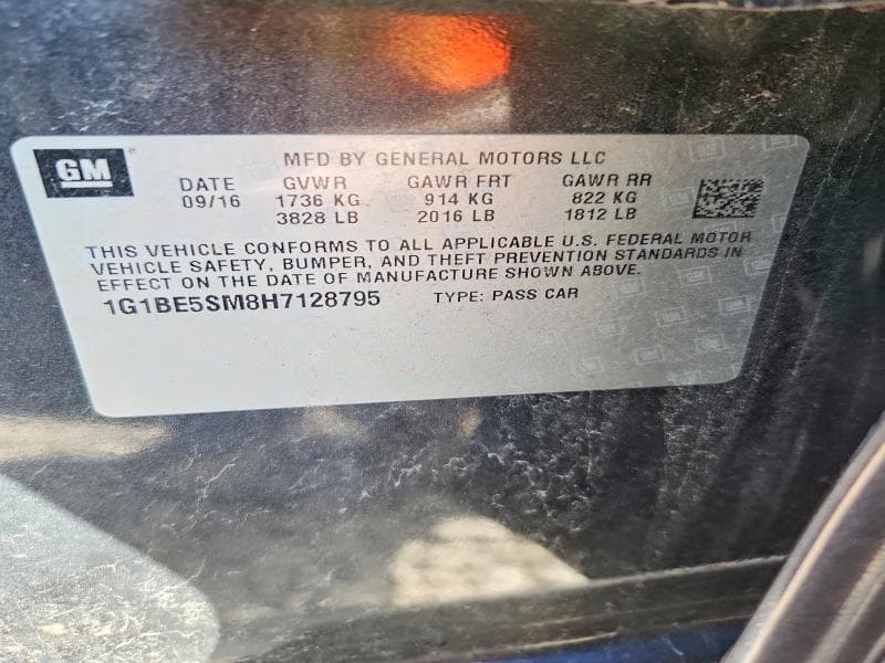 2017 CHEVROLET CRUZE LT 12