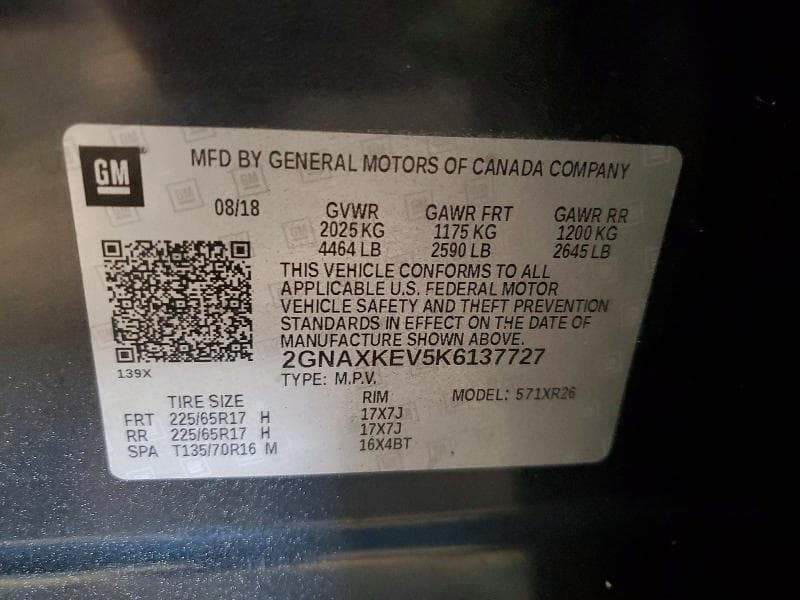 2019 CHEVROLET EQUINOX LT 14