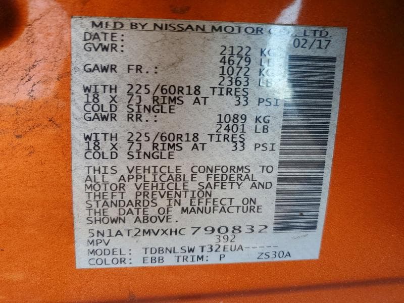2017 NISSAN ROGUE SL 12