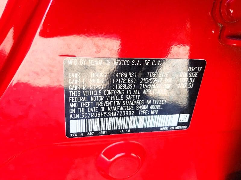 2017 HONDA HR-V EX 14