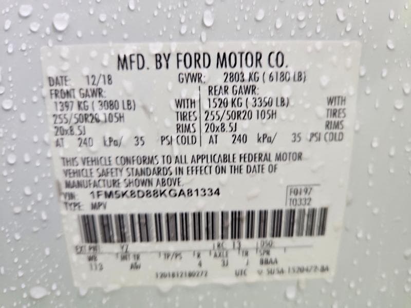 2019 FORD EXPLORER XLT 14