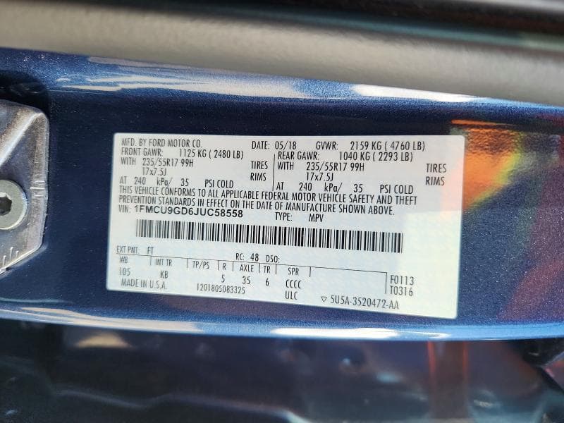 2018 FORD ESCAPE SE 12